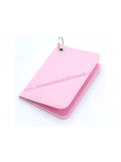 Gantungan Dompet Kunci STNK Mobil Motor Kulit Pink Muda